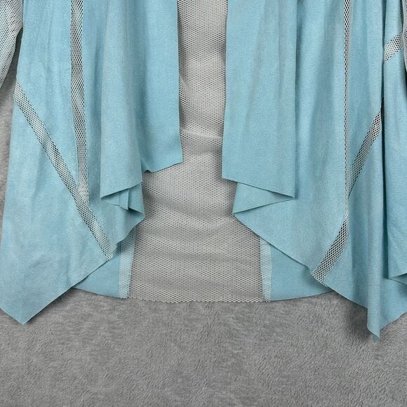 Alberto Makali Cardigan Jacket Womens Small Light Blue Faux Suede Mesh Waterfall - Picture 3 of 13